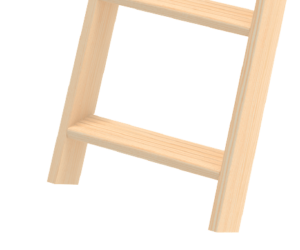 A wooden ladder against a white background, showcasing FAKRO's adjustable attic stairs for versatile length fitting.